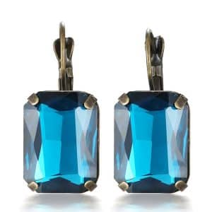 0003 Antique Style Rectangle Gem Earrings