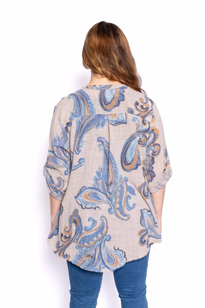 Zaya Beige Paisley Print Blouse