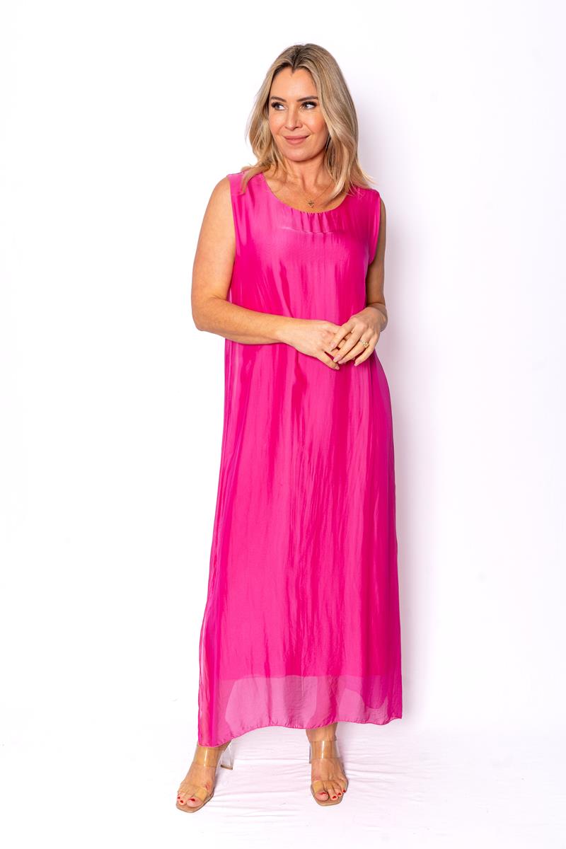 Fuchsia Structured Silk Faille Dress