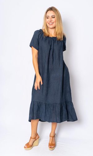 Lina- Denim- Linen midi dress - 5 Colours