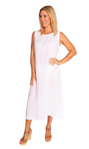 Leith-White-A Line Linen Maxi Dress