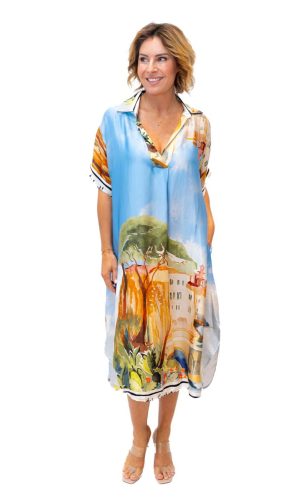 Maison Dress- Villa Print Silky Satin Dress - 4 colours