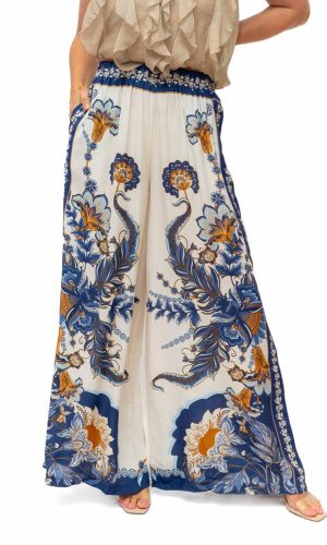 Canara Pant- Blue- Soft viscose patterned pant