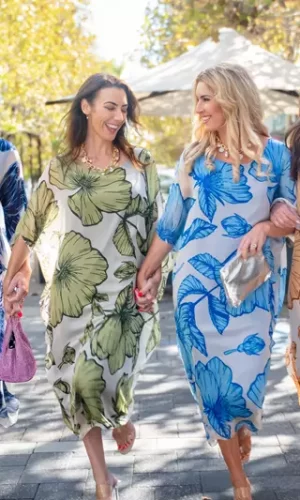 Hebe- Hibiscus print long silk dress 4 Colours