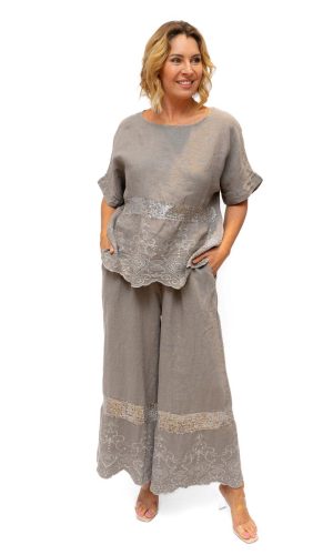 Islip Tunic- Linen tunic with sequin and embroidery
