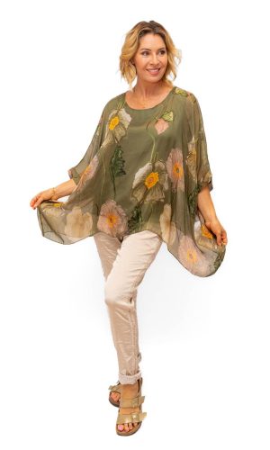 Poppi- Silk tunic with poppy print