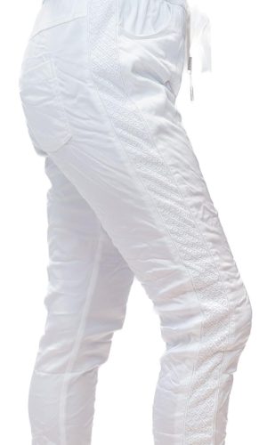 Frazer White Side Panel Stretch Drawstring Pant