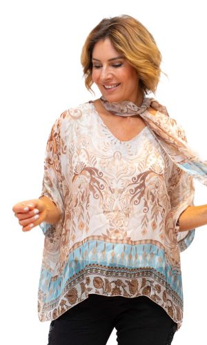 Isadora - Soft silk tunic with scarf