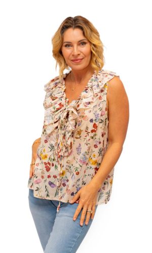 Meadow Cotton Cream floral printed Top