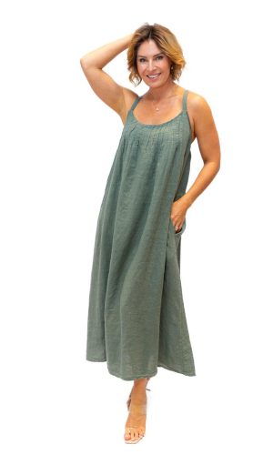 Palmetto-Linen maxi dress with adj straps - 3 Colours