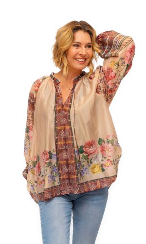 Masterpiece Chinoiserie- Lyocelle Shirt with pallet trim