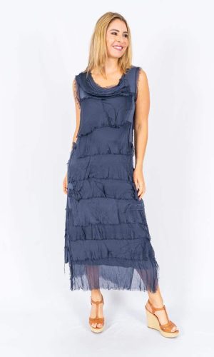 Natalia - Navy Silk Layer dress