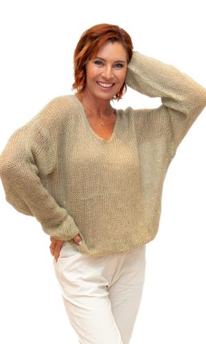 Glint- Camel- Kid mohair mix sweater with sequin