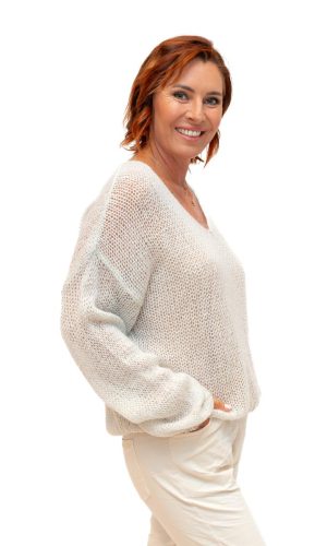 Glint- Light Grey- Kid mohair mix sweater with sequin
