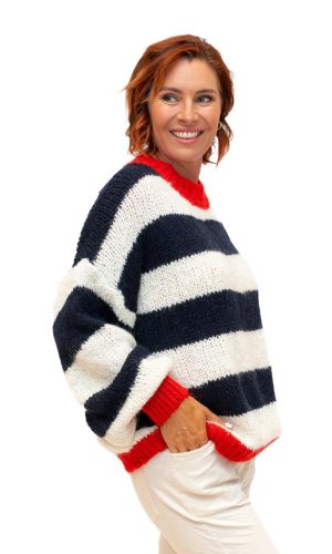 Lele- Navy Stripe- Mohair wool mix chunky stripe sweater