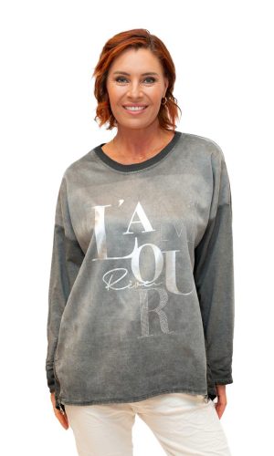 Lovey -Charcoal- L'Amour Sweat with zip hem