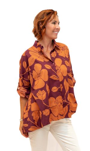 Shelton- Bdx/Ong- Oversize printed 100% cotton Shirt