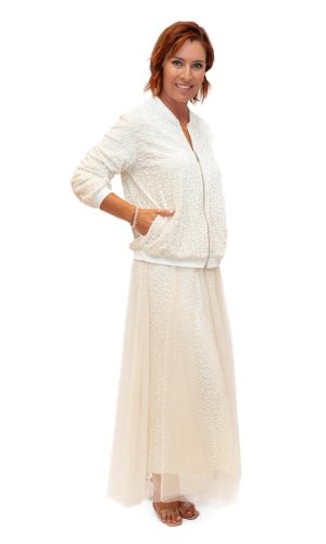 Trinny Skirt -Cream- Sequin skirt with tulle overlay