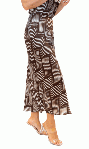 Sabbi Skirt- Choc- Swirl print skirt