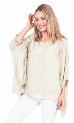 Allegra-Cream-Classic silk batwing top