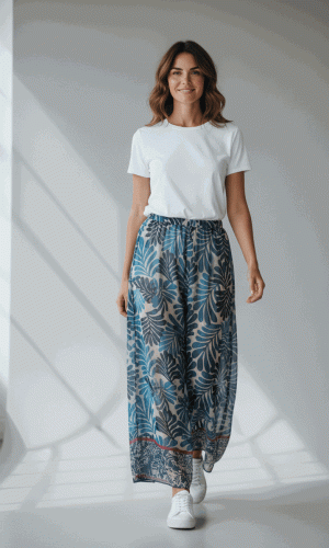 Attwood Pant- Navy- Monsteria style print silk pant