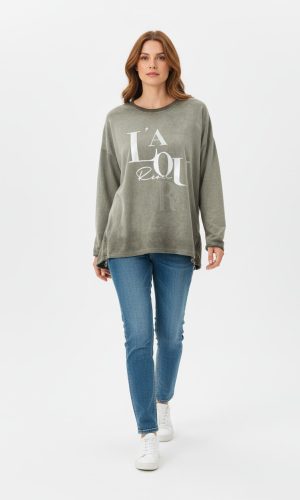 Lovey -Khaki- L'Amour Sweat with zip hem