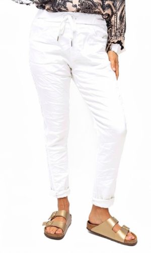 Morgan-White- Super crush silky stretch pant with braid