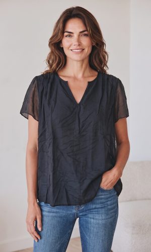 Tijuana - Black Tencel Soft sleeve Top