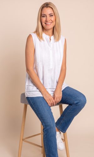 Spillo -White- Pintuck 100% Cotton Top