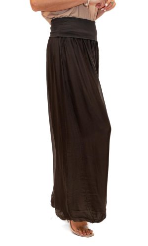 Faustina -Chocolate-Silk Straight Leg Trousers