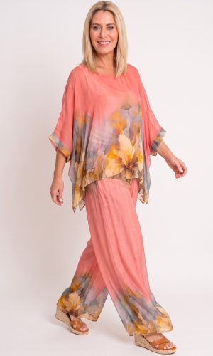 Adele Set - Coral- Silk Set
