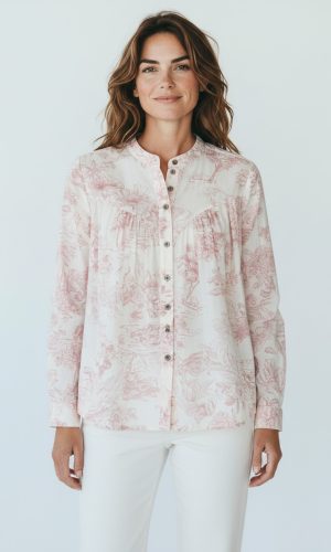 Toille- Pink- Toille print light cotton shirt
