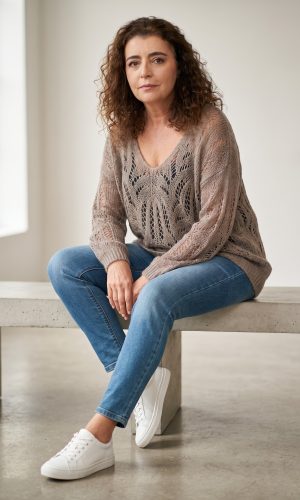 Enora- Heather- Kid Mohair lacy sweater