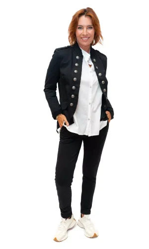 Katya- Black- Cotton Jersey Joggers with ribbon trim